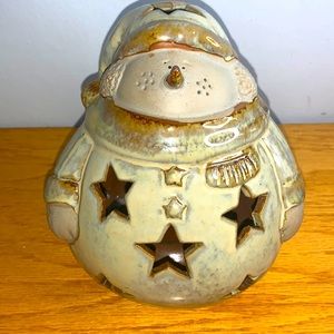 Snowman Votive Candleholder 6.5”H x 7.5”W